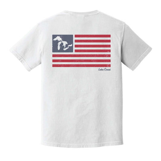 Great Lakes American Flag - Unisex Garment Dyed