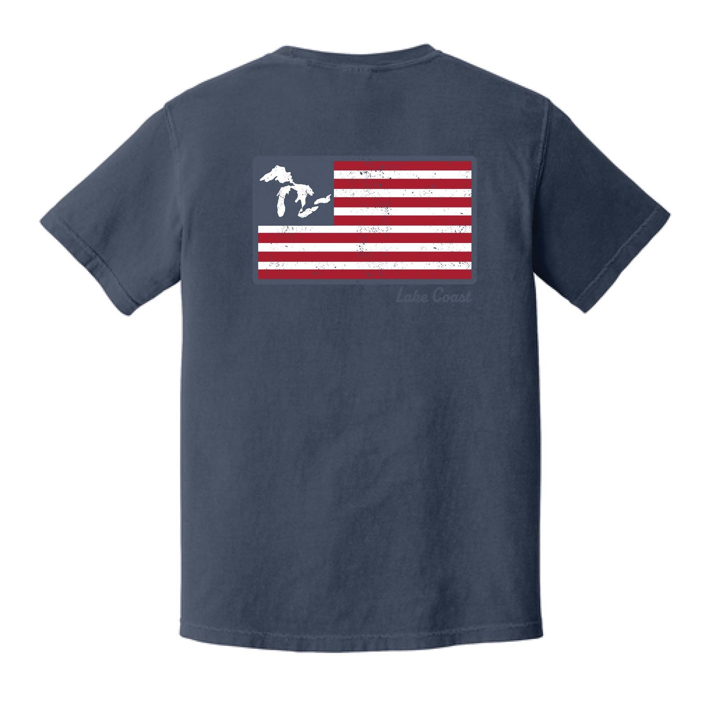 Great Lakes American Flag - Navy - Unisex Garment Dyed