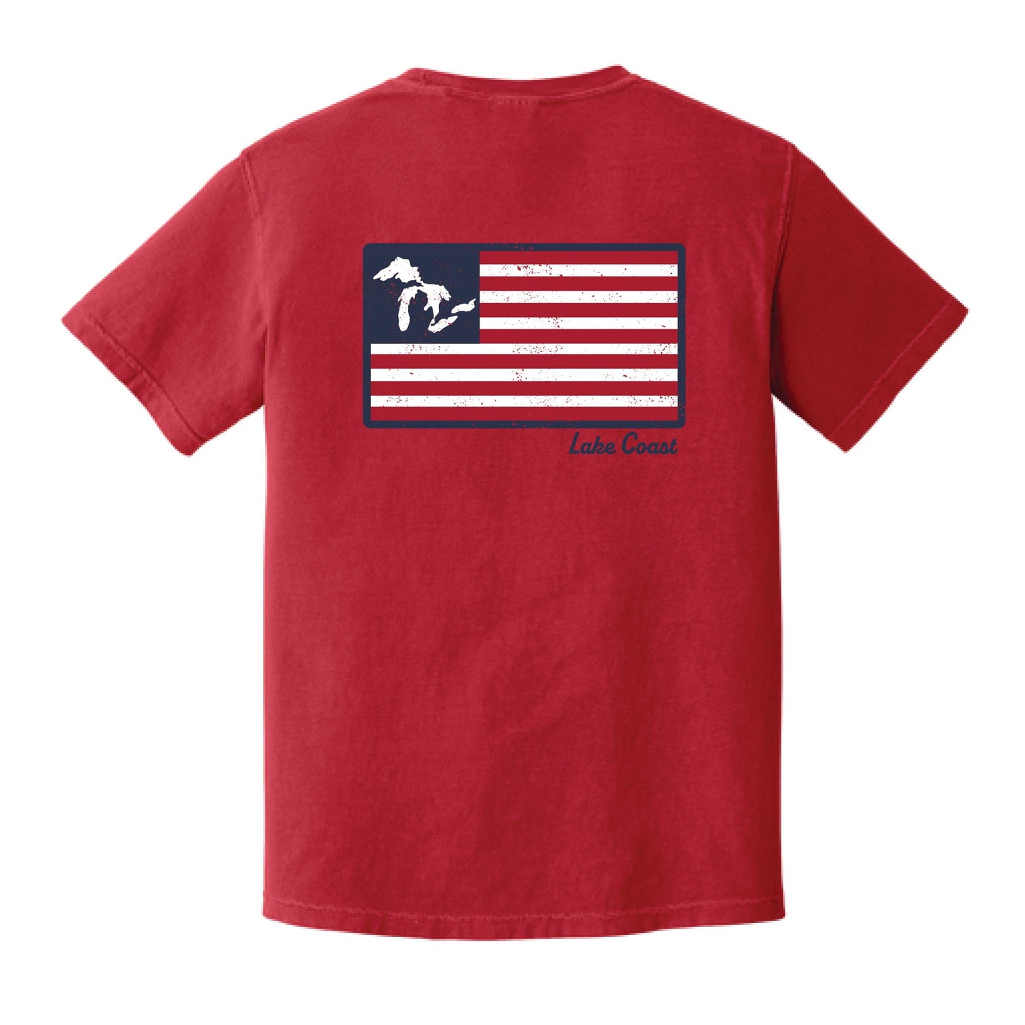 Great Lakes American Flag - Red - Unisex Garment Dyed